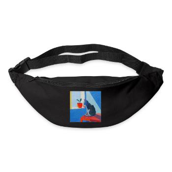 Chat, motif chat, pop art, cadeau, idée cadeau - Sac banane - noir - Devant