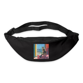 Chat, motif chat, pop art, cadeau, idée cadeau - Sac banane - noir - Devant
