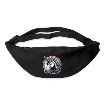 Licorne / Créatures mythiques / Conte de fées / Magie / Paillettes - Sac banane - noir - Devant