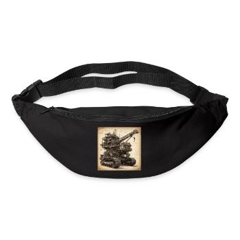 Bauplan / Sepia / Vintage / Retro / Bagger - Gürteltasche - Schwarz - Vorne