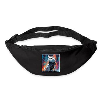 Astronaute / Espace / Animal / Chat / Vaisseau spatial - Sac banane - noir - Devant