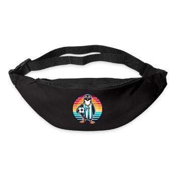 Retro Penguin Soccer Player Fan - Bum bag - black - Front