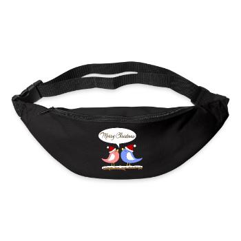 Noël avec des oiseaux amusants - Sac banane - noir - Devant