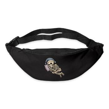 Skelett mit Weihnachtsmütze - Gürteltasche - Schwarz - Vorne