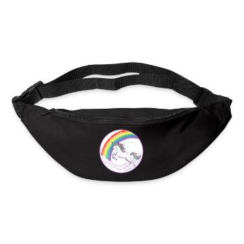 Rainbow Unicorn Over Clouds Hearts Motif - Bum bag - black - Front