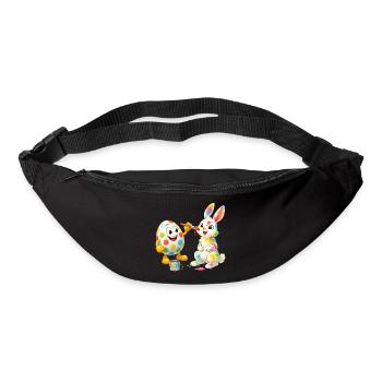 Œuf de Pâques drôle peint Joyeux lapin de Pâques - Sac banane - noir - Devant