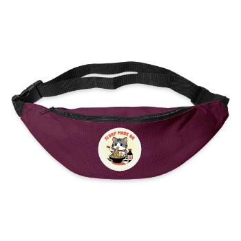 Chaton mangeant Ramen Mode Slurp - Sac banane - bordeaux  - Devant