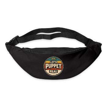 Puppenehrlich | Humour rétro de spectacle de marionnettes - Sac banane - noir - Devant