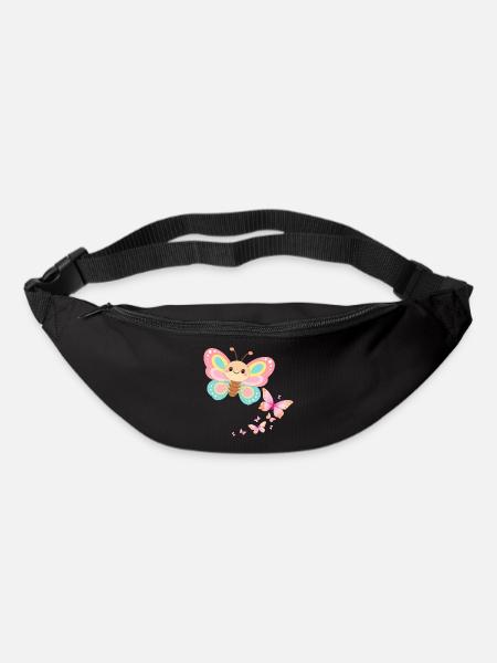 Pastel Butterfly Motif - Bum bag - black
