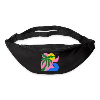 Abstract Palm Tree & Sun: Summer Design - Bum bag - black - Front