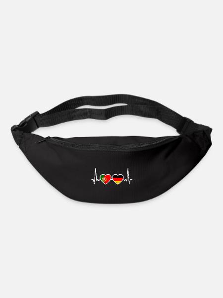 Portugal Deutschland Flagge Portugiesisch Deutsch - Gürteltasche - Schwarz