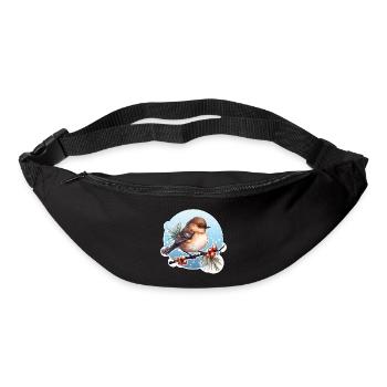 Tarier des prés en hiver - Sac banane - noir - Devant