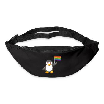 Regenbogen Flagge Gay Pride Month Pinguin LGBT - Gürteltasche - Schwarz - Vorne