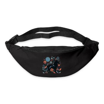 Floraler Wolf - Gürteltasche - Schwarz - Vorne