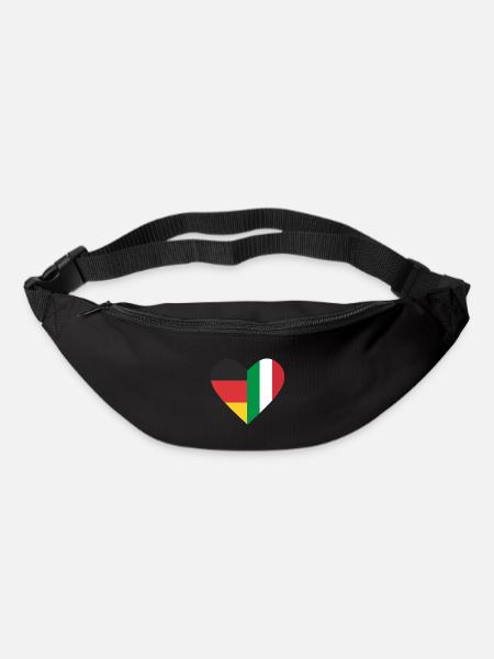 Ein Herz - Deutschland Italien - Gürteltasche - Schwarz