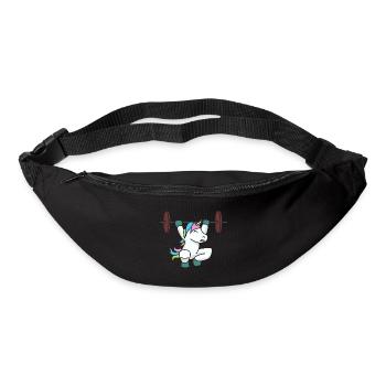 Licorne haltérophile cadeau gym fitness poids - Sac banane - noir - Devant