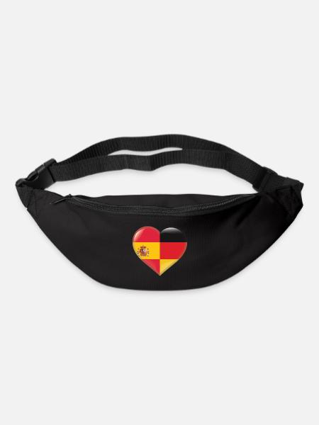Herz Flagge Spanien Deutschland Deutsch Geschenk - Gürteltasche - Schwarz
