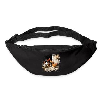 Happy chickens on the farm - Bum bag - black - Front