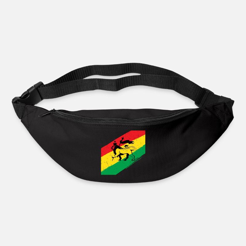 Rasta Löwe vor Dreifarben Flagge - Gürteltasche - Schwarz