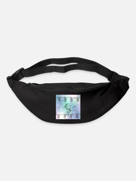 Capteur de rêves avec lune et plumes - Sac banane - noir
