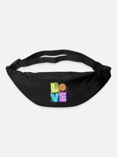 I love knitting and crocheting and wool - Bum bag - black