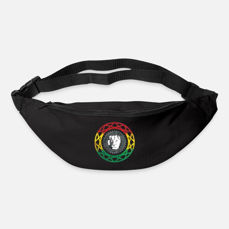 Visage de lion dans le style mandala rasta - Sac banane - noir