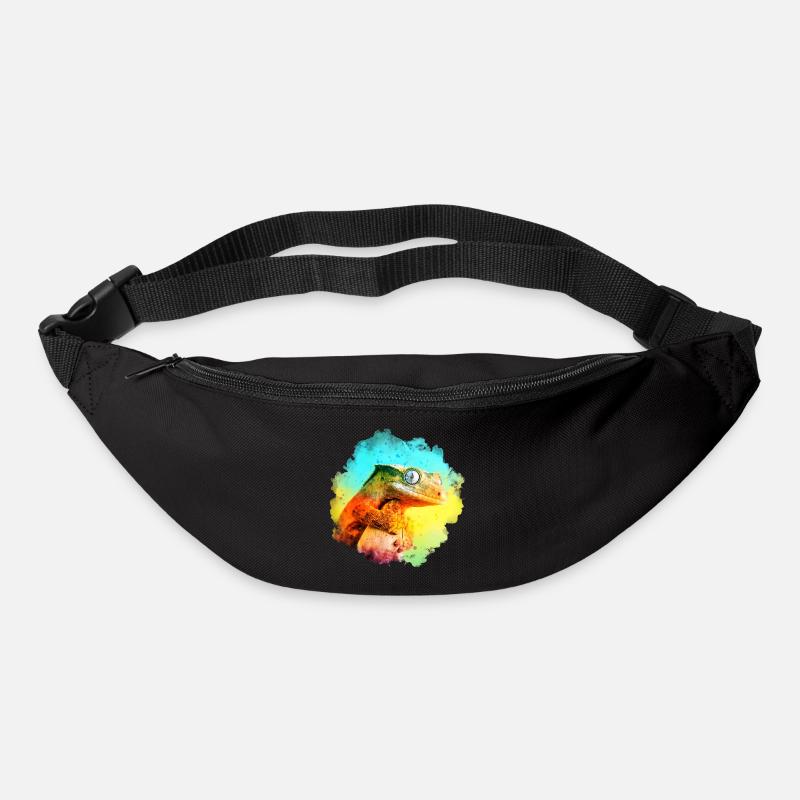 Crested Gecko Reptile Keeper Lizard Watercolor Des - Bum bag - black