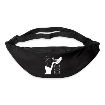 Maman chat avec coeurs - Sac banane - noir - Devant
