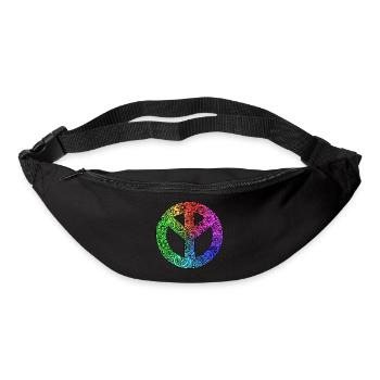 Frieden - buntes Friedenssymbol - Gürteltasche - Schwarz - Vorne