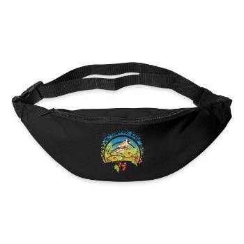 Oiseau coloré - Sac banane - noir - Devant