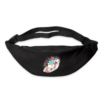 Bonhomme de neige avec écharpe et planche à neige - Sac banane - noir - Devant