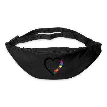 Autismus Bewusstsein Herz Bunte Puzzleteile - Gürteltasche - Schwarz - Vorne