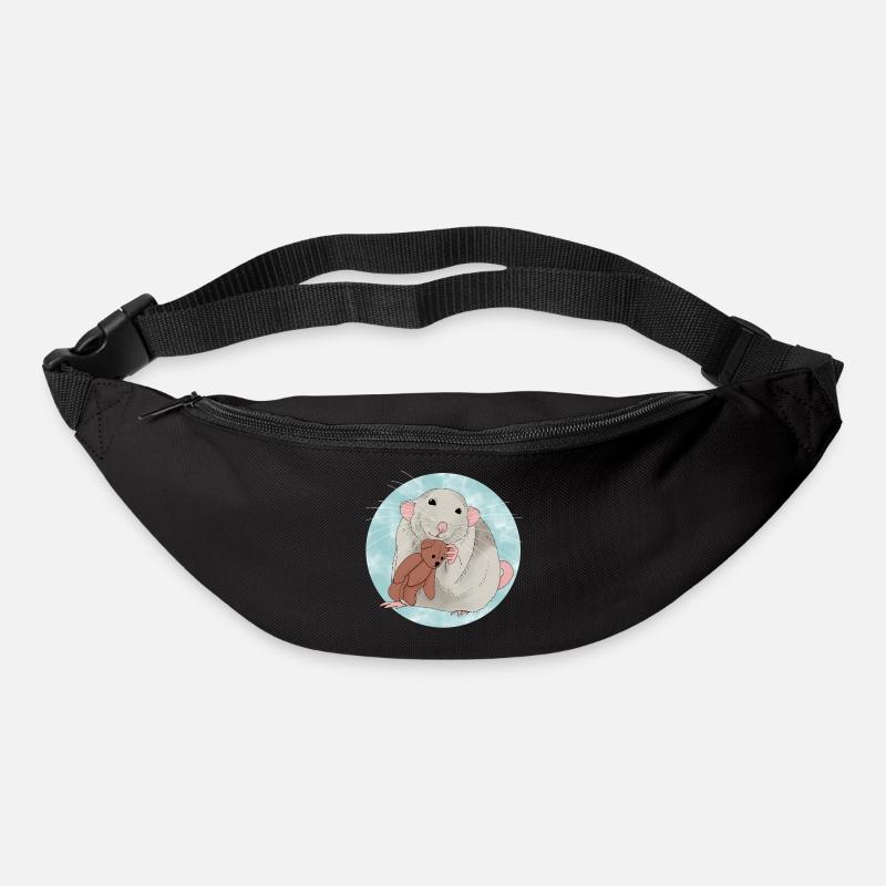 Rat mignon avec ours en peluche - Sac banane - noir