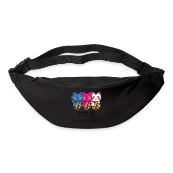 des chats colorés et ondulants Maneki neko - Sac banane - noir - Devant