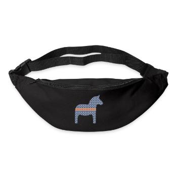 Dalapferd Strickmuster braun Schweden Hygge scandi - Gürteltasche - Schwarz - Vorne