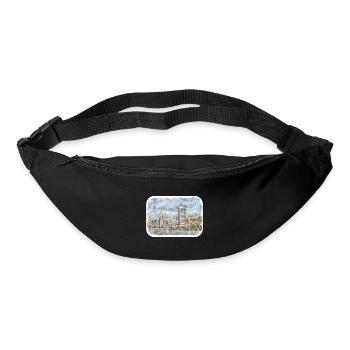 Mumbai India Watercolor Sketch Drawn Painting - Bum bag - black - Front