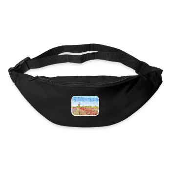 Pays-Bas Aquarelle Esquisse Dessinée Illustration - Sac banane - noir - Devant