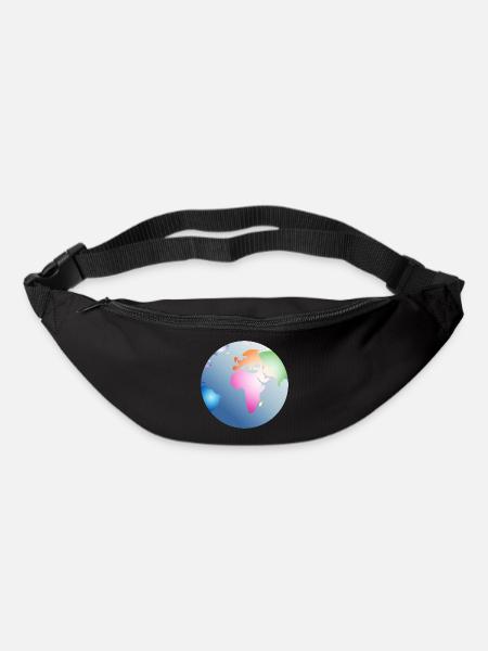 planète bleue Terre avec des continents colorés - Sac banane - noir