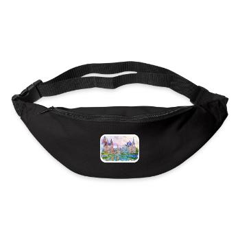 Pologne Repère Aquarelle Esquisse Dessin de peinture - Sac banane - noir - Devant