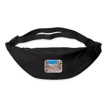 Pays-Bas Aquarelle Esquisse Dessinée Illustration - Sac banane - noir - Devant