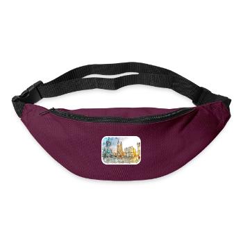 Krakau Polen Aquarellskizze Gezeichnete Illustration - Gürteltasche - Burgunderrot - Vorne