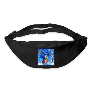 Kleines Rentier und niedlicher Fuchs wünschen Ihnen ein frohes Weihnachtsfest - Gürteltasche - Schwarz - Vorne
