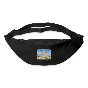Athènes Grèce Aquarelle Sketch Illustration - Sac banane - noir - Devant