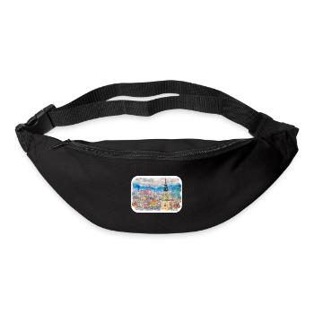 Brasov Roumanie Aquarelle Sketch Illustration - Sac banane - noir - Devant
