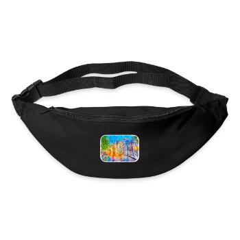 Bruges Belgique Aquarelle Esquisse Illustration - Sac banane - noir - Devant