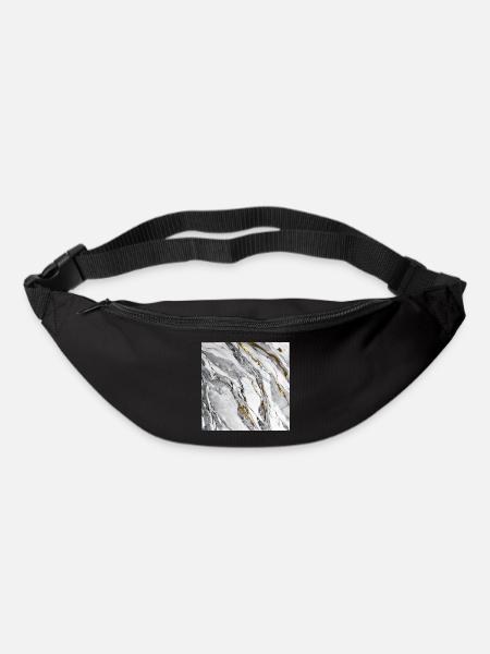 Marmor Naturstein Weiß Gold Textur - Gürteltasche - Schwarz