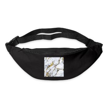 Marbre Or Blanc Texture - Sac banane - noir - Devant