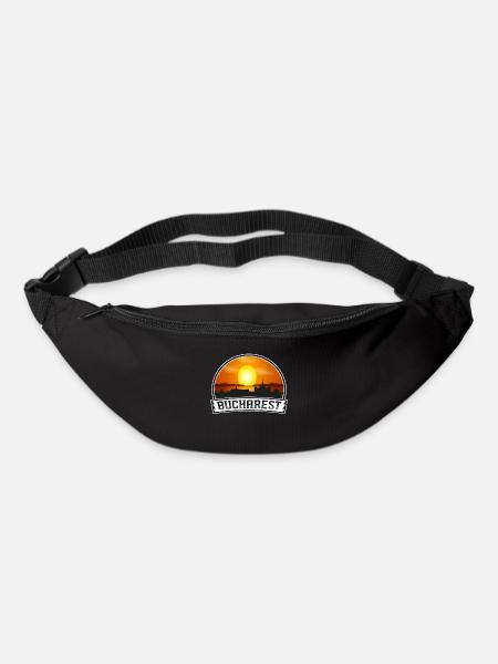 Bucharest Romania Skyline Vintage Sunset Travel So - Bum bag - black