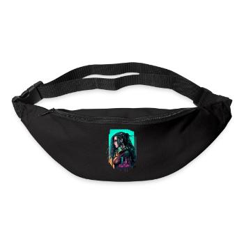 Trendige digitale Illustration einer furchtlosen Frau - Gürteltasche - Schwarz - Vorne