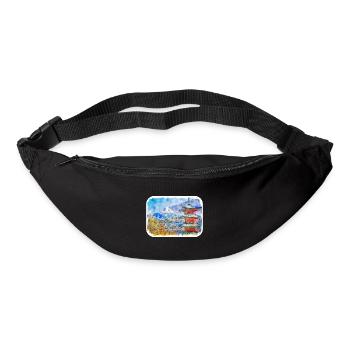 Esquisse à l’aquarelle du Japon Illustration dessinée à la main - Sac banane - noir - Devant